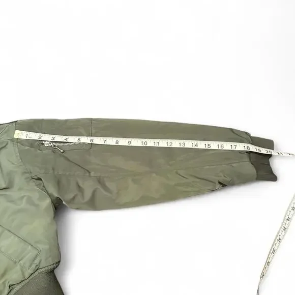 H&M Women's Green Cropped Puffer Bomber Jacket sz XS - Picture 6 of 6